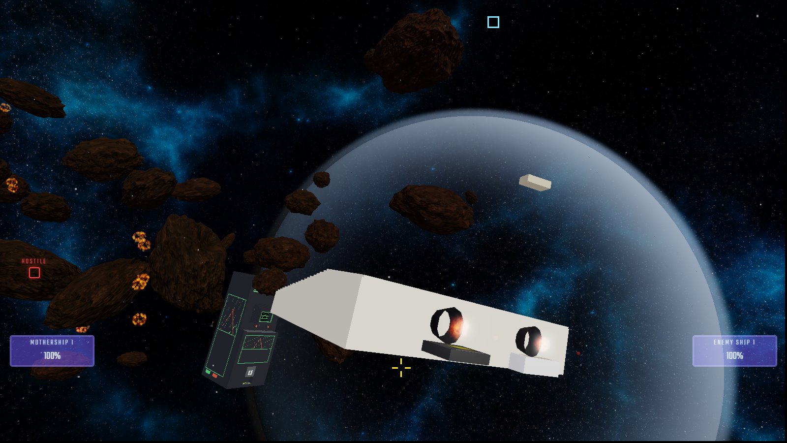 MicroWars gameplay - threading the asteroid field